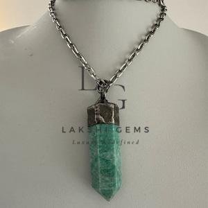 Blue Amazonite Spiral Pencil Pendant