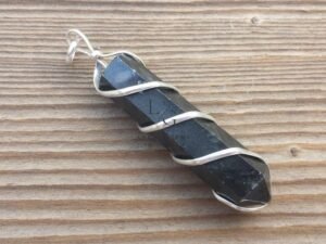 Black Banded Agate Spiral Pencil Pendant