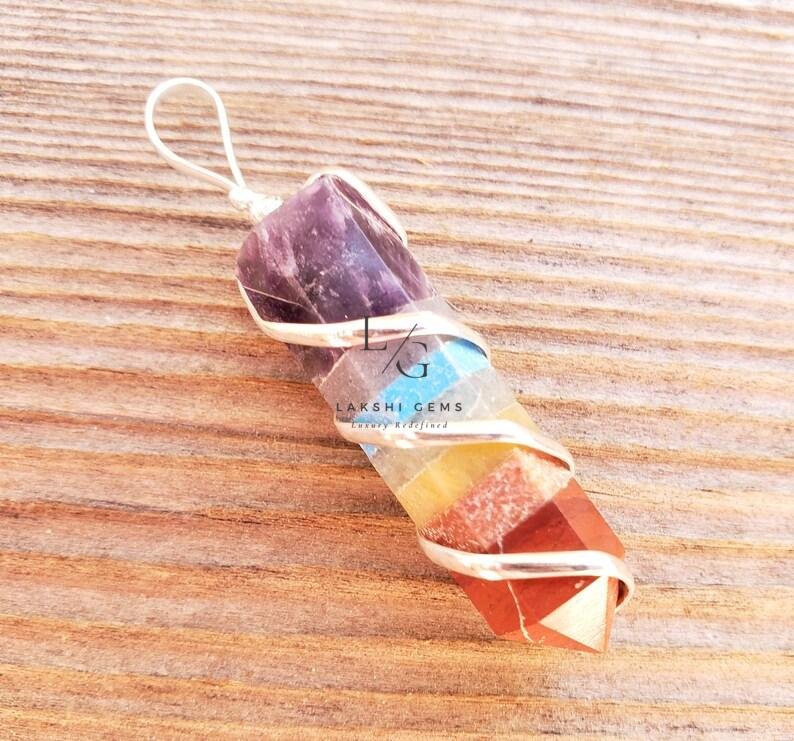7 Chakra Spiral Pencil Pendant