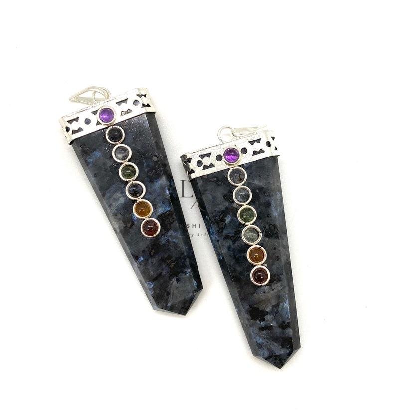 Larvikite 7 Chakra Pencil Pendant - Image 3