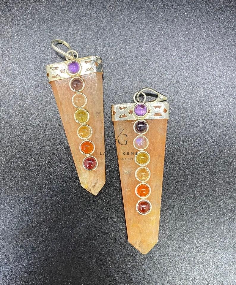 Rainbow Moonstone 7 Chakra Pendant - Image 4