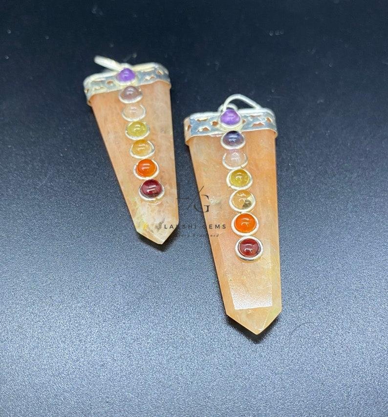 Rainbow Moonstone 7 Chakra Pendant - Image 3