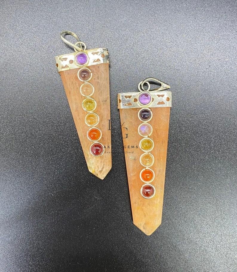 Rainbow Moonstone 7 Chakra Pendant - Image 2