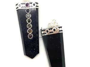 Nuummite 7 Chakra Pencil Pendant