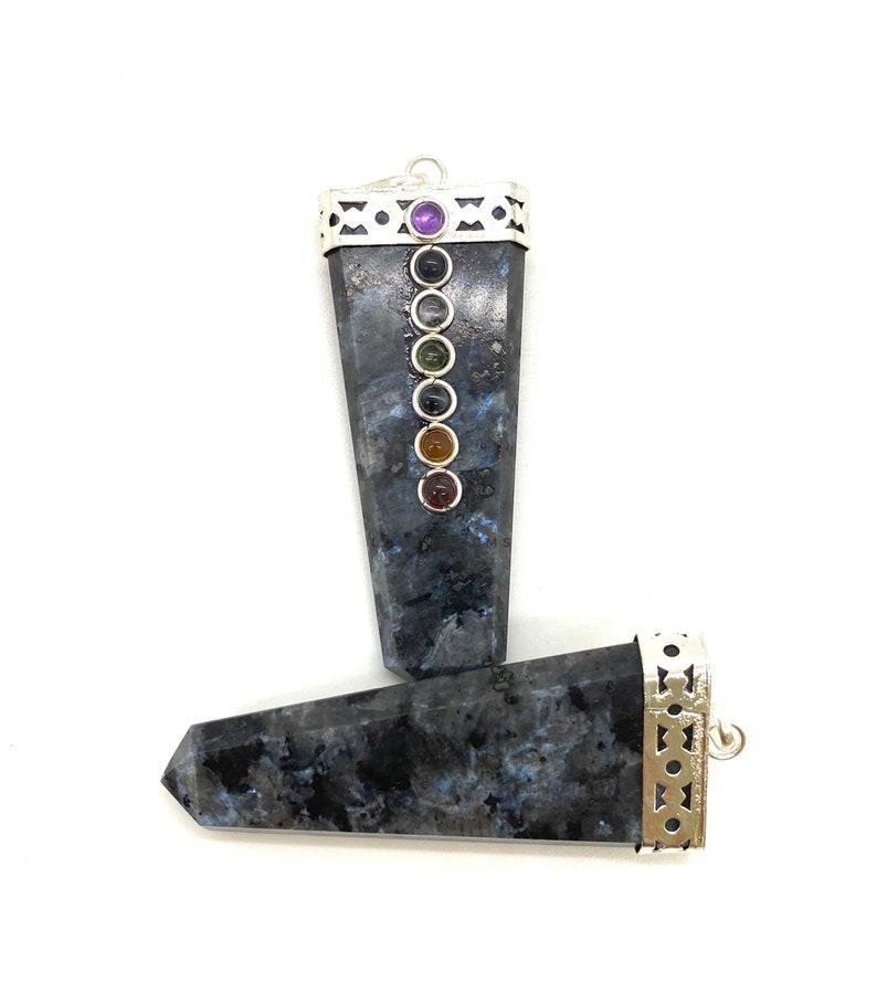 Larvikite 7 Chakra Pencil Pendant