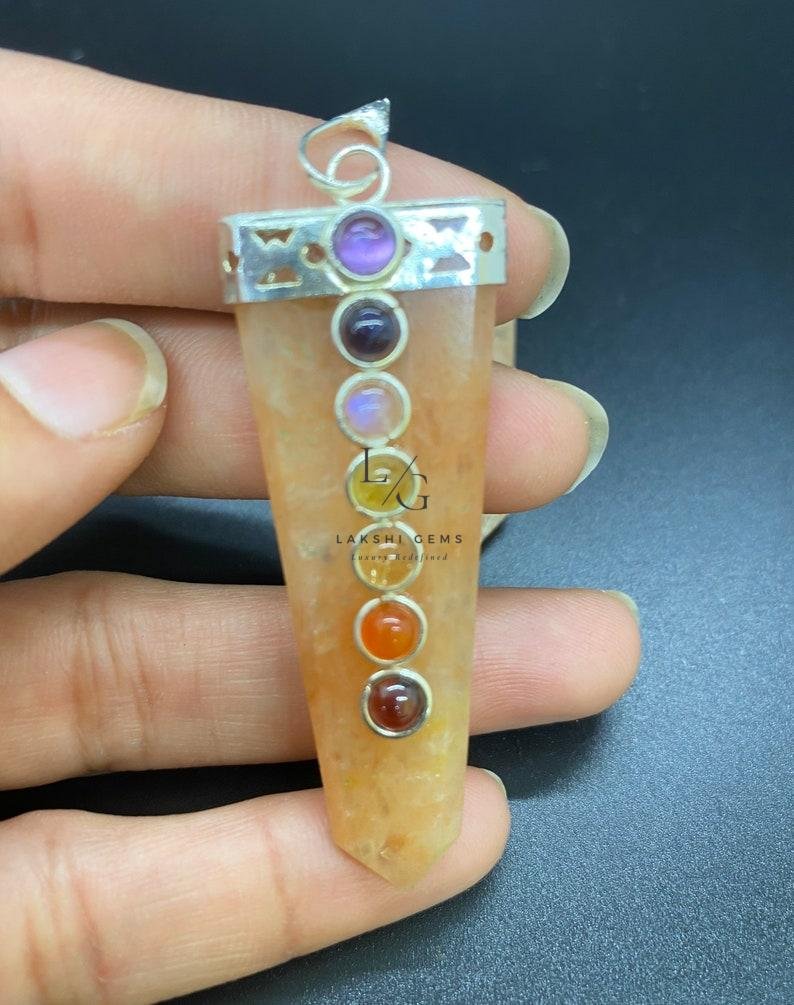 Red Aventurine 7 Chakra Pencil Pendant
