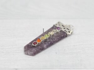Black White Tourmaline 7 Chakra Pencil Pendant