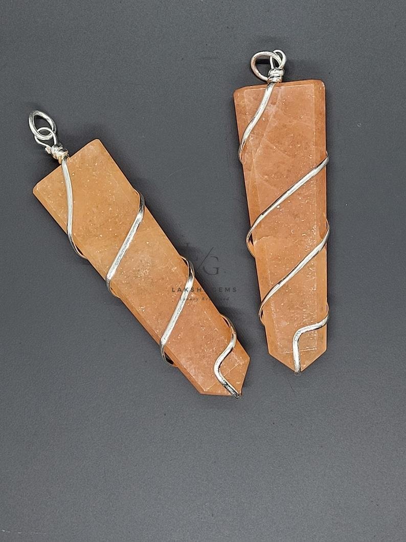 Red Aventurine Spiral Pencil Pendant - Image 2