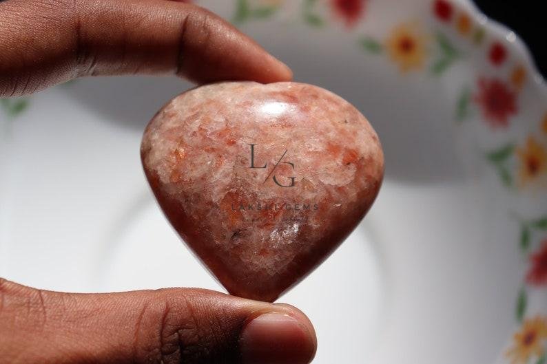 Sunstone Healing Crystal Heart Stone - Image 2