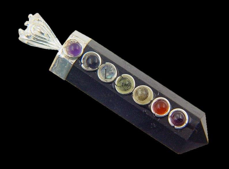 Black Tourmaline 7 Chakra Pendant - Image 3
