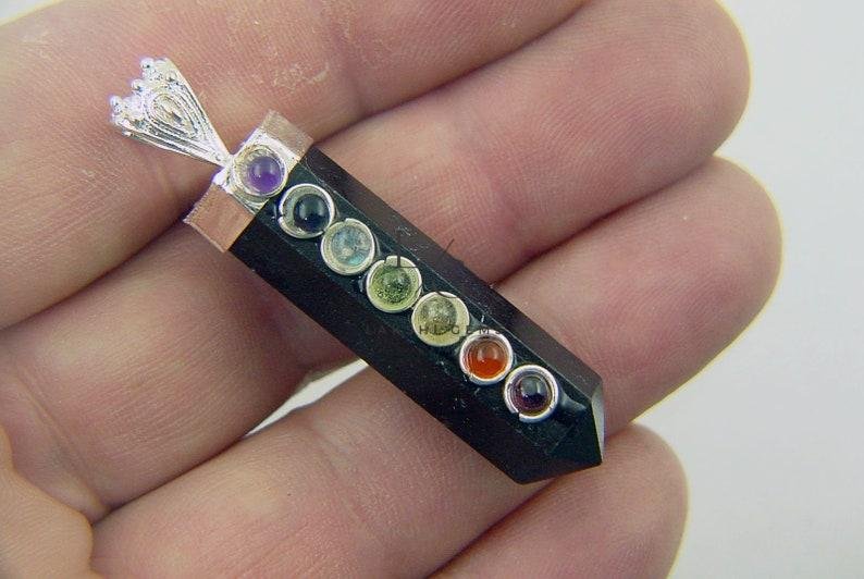 Black Tourmaline 7 Chakra Pendant - Image 2