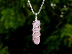 Rose Quartz Spiral Pencil Pendant