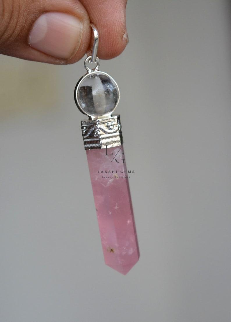 Rose Quartz Om Pencil Pendant - Image 3