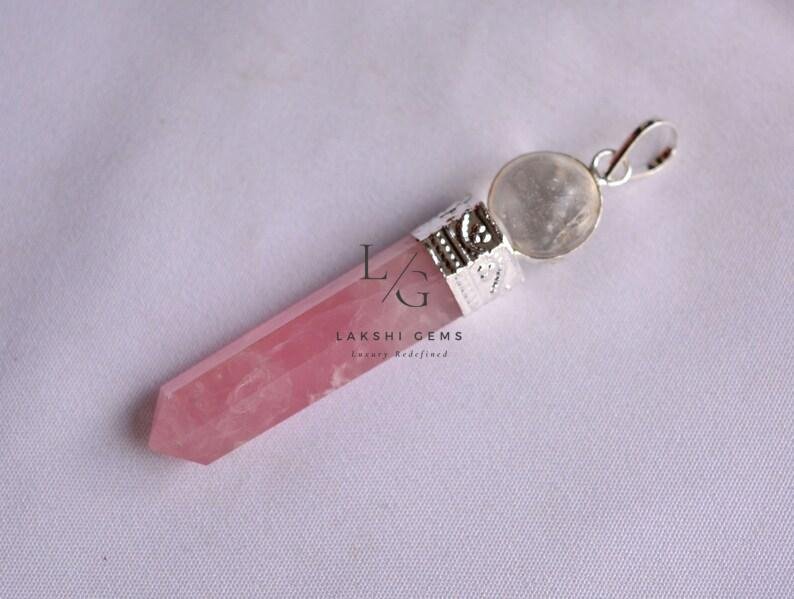 Rose Quartz Om Pencil Pendant - Image 2
