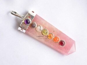 Rose Quartz 7 Chakra Pencil Pendant