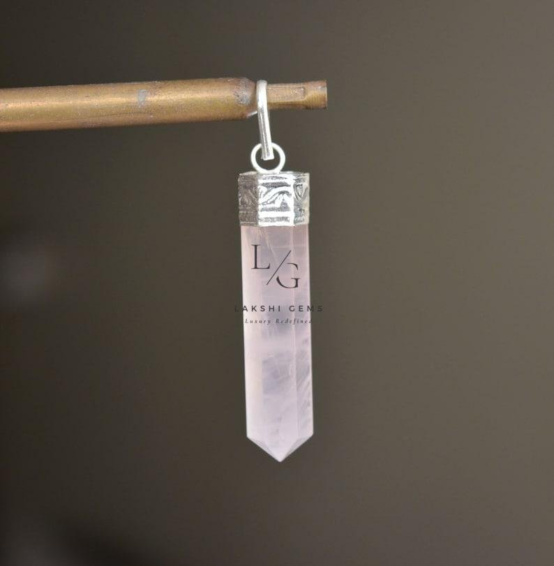 Rose Quartz Cap Pencil Pendant - Image 2