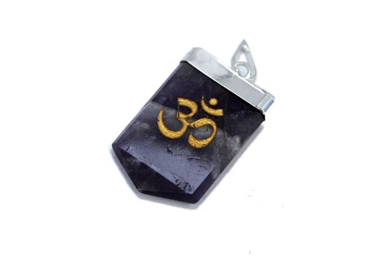 Amethyst Om Pencil Pendant
