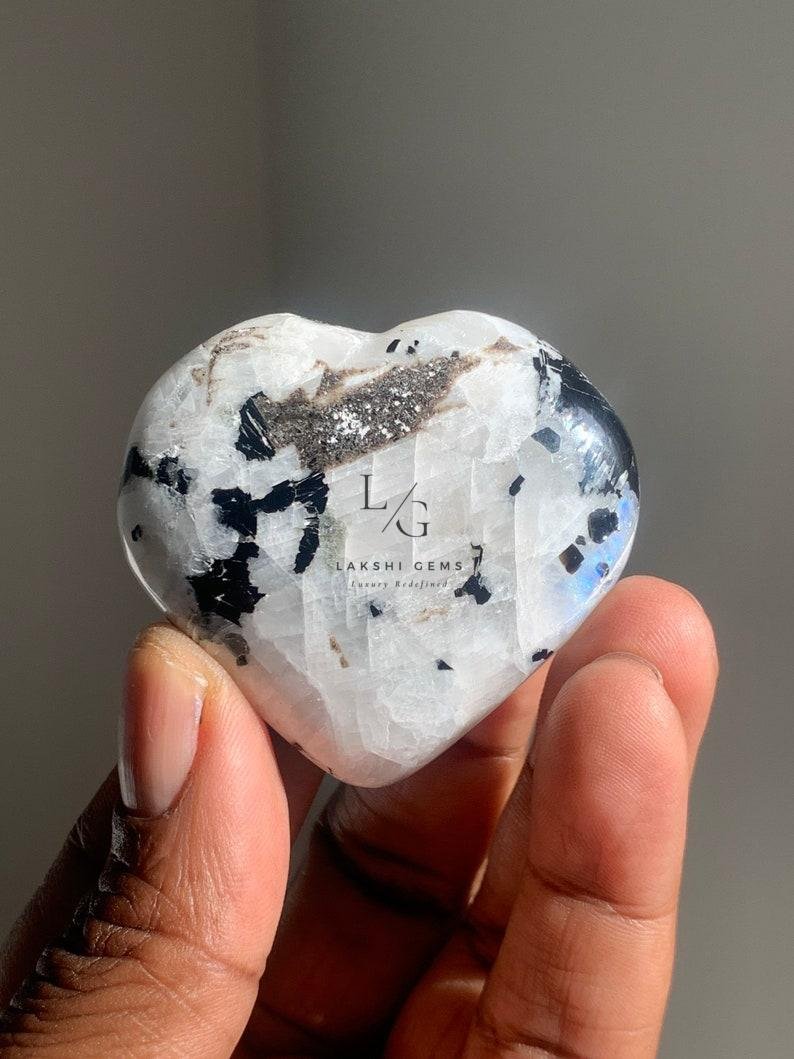 Rainbow Moonstone Healing Crystal Heart Stone