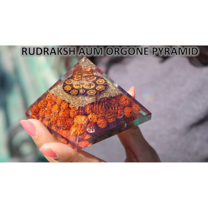 9 Plate Orgone Pyramid with Rudraksha Beads