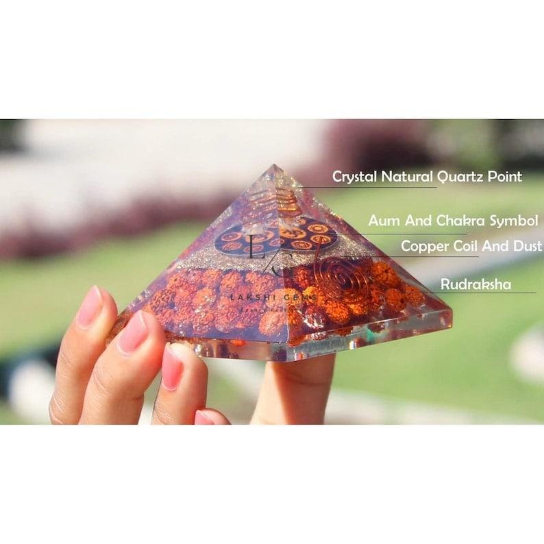 9 Plate Orgone Pyramid with Rudraksha Beads - Image 2