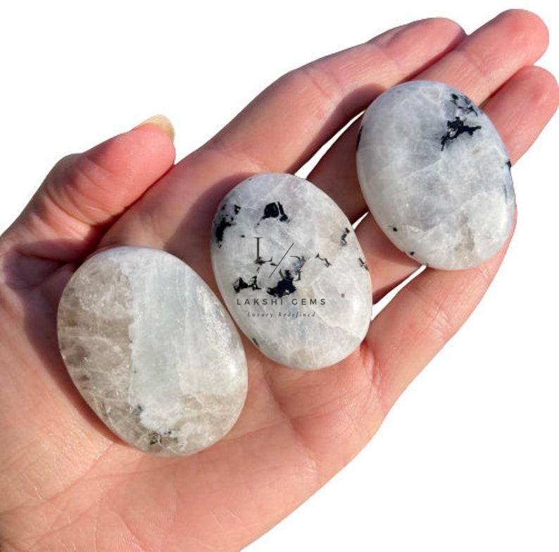 Cream Moonstone Healing Crystal Palm Stone - Image 3