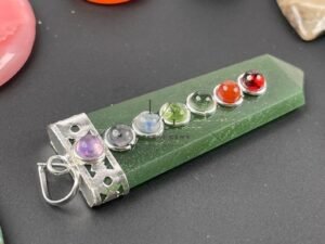 Green Aventurine 7 Chakra Pencil Pendant
