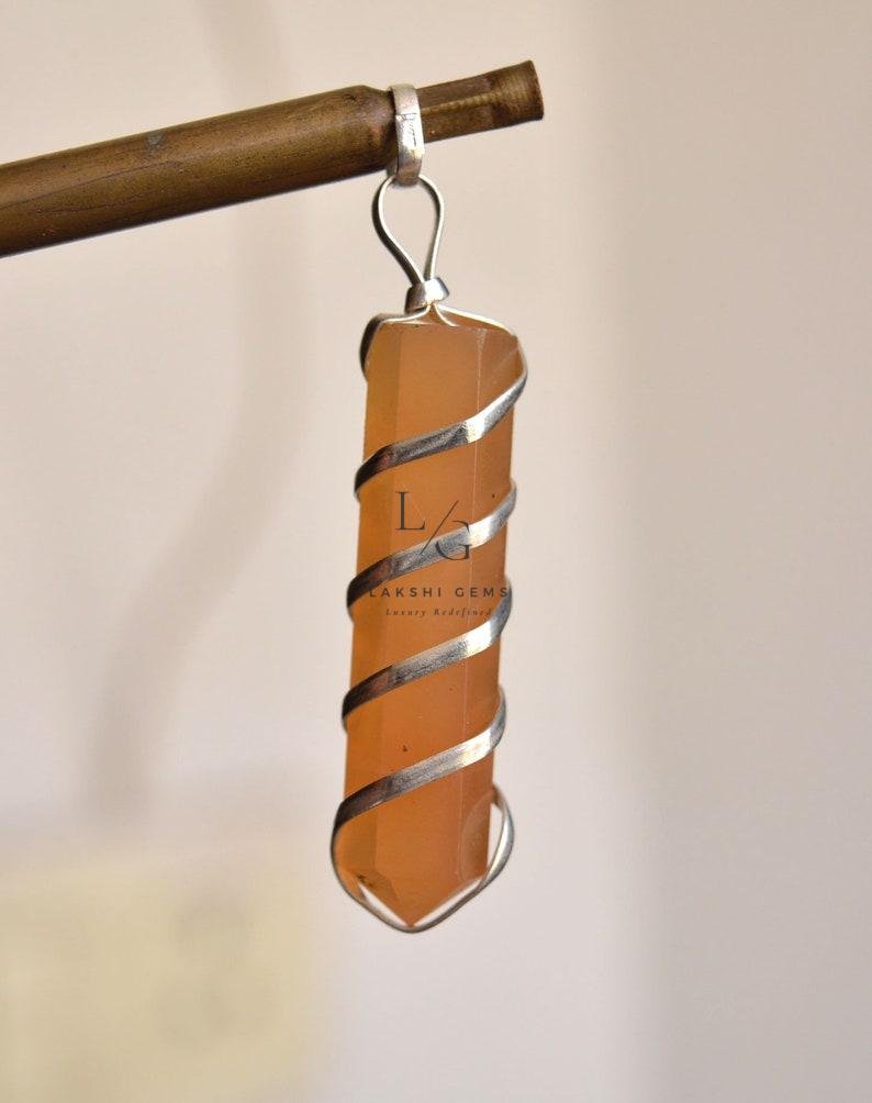Yellow Aventurine Spiral Pencil Pendant - Image 2