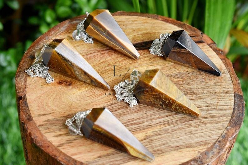 Tiger Eye 7 Chakra Dowsing Pendulum - Image 4