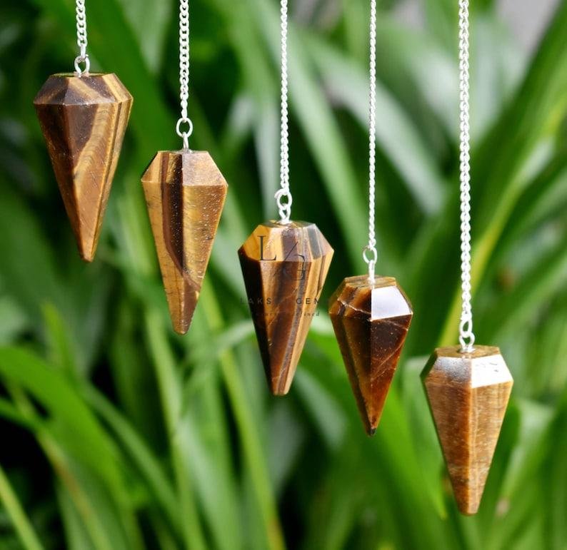 Tiger Eye 7 Chakra Dowsing Pendulum - Image 2