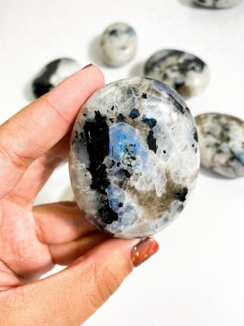 Rainbow Moonstone Healing Crystal Palm Stone - Image 3