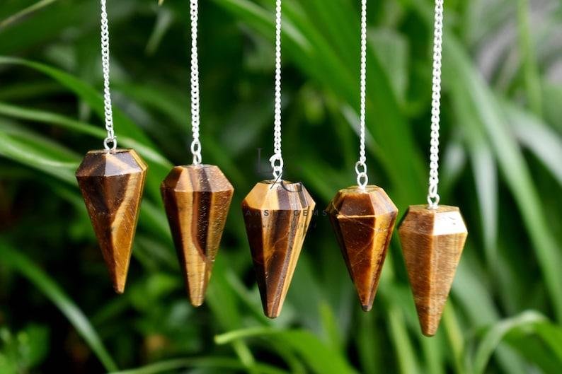 Tiger Eye 7 Chakra Dowsing Pendulum