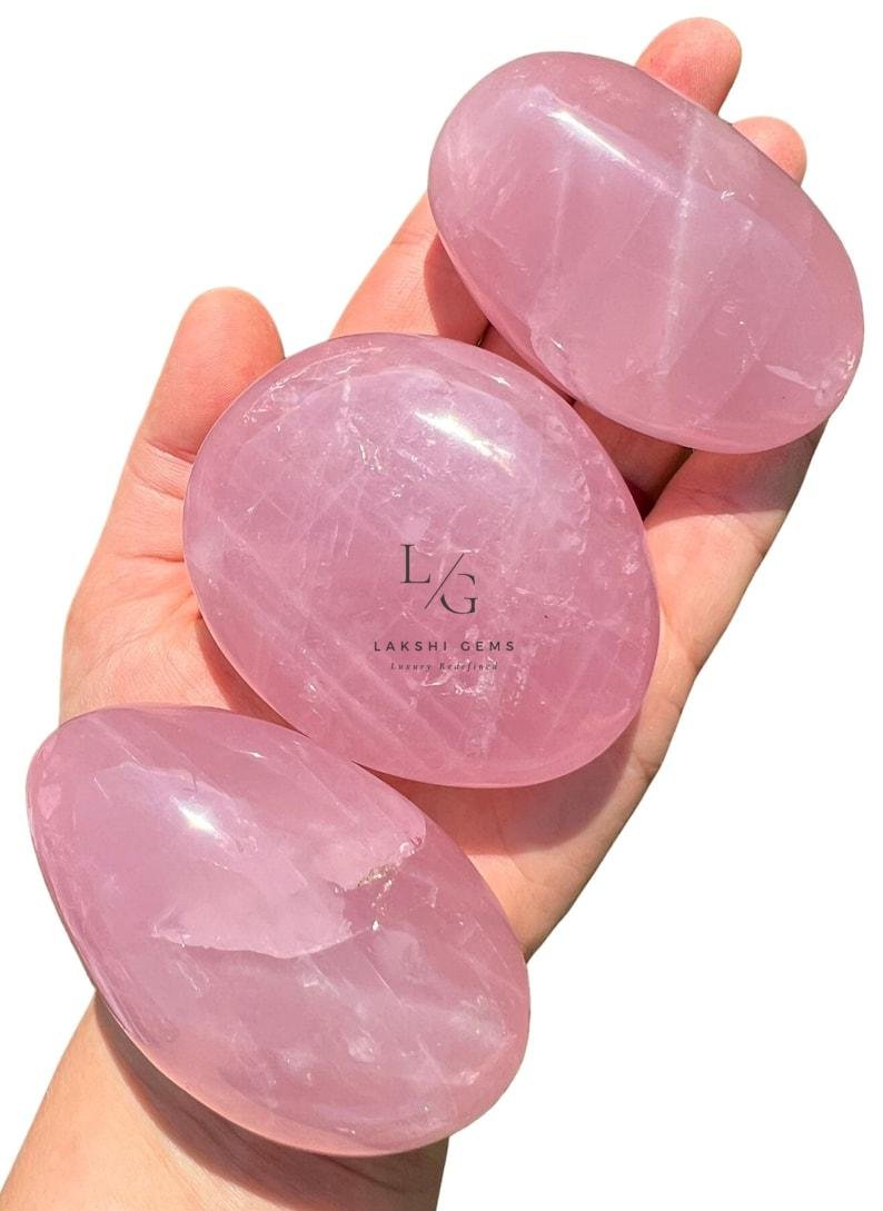 Rose Quartz Healing Crystal Palm Stone - Image 4