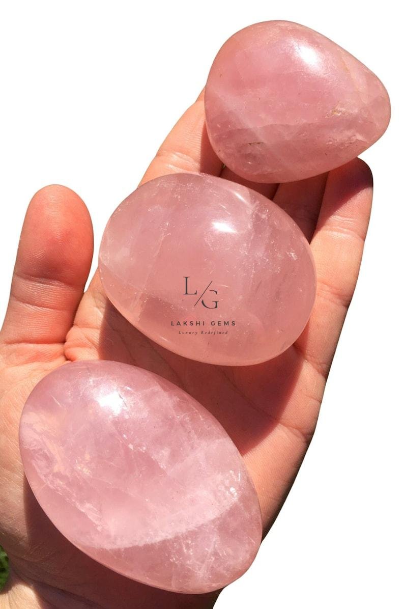 Rose Quartz Healing Crystal Palm Stone - Image 3