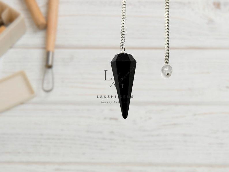 Black Tourmaline 7 Chakra Dowsing Pendulum - Image 4