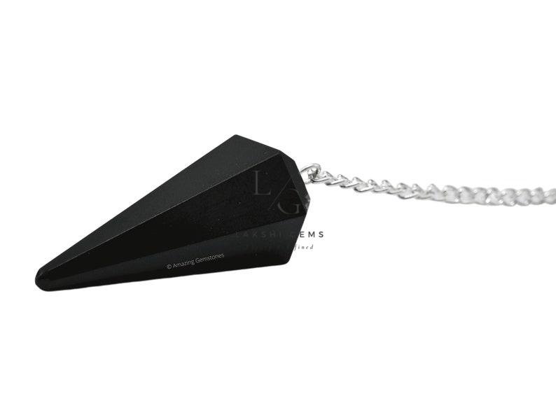 Black Tourmaline 7 Chakra Dowsing Pendulum - Image 3
