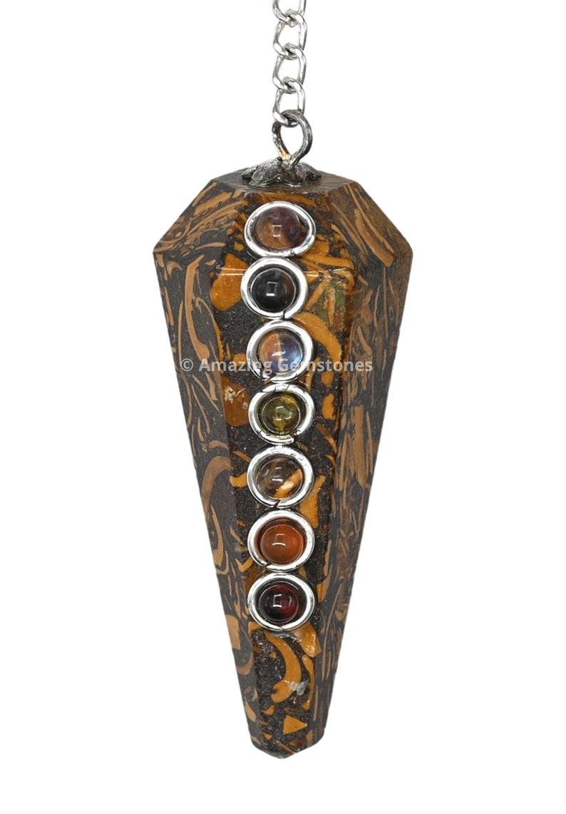 Elephant Jasper 7 Chakra Dowsing Pendulum