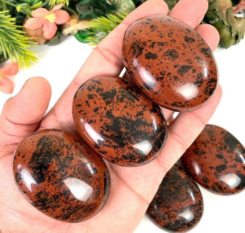 Mahogany Obsidian Healing Crystal Palm Stone
