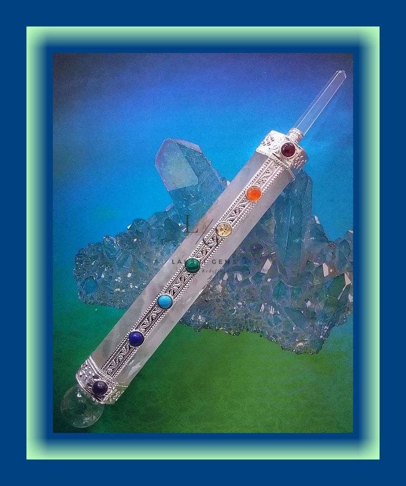 Crystal Quartz 7 Chakra Healing Stone Wand - Image 5