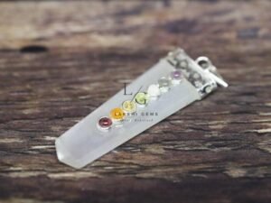 Selenite 7 Chakra Pencil Pendant