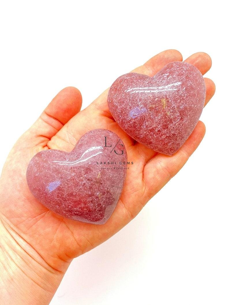 Strawberry Quartz Healing Crystal Heart Stone - Image 2