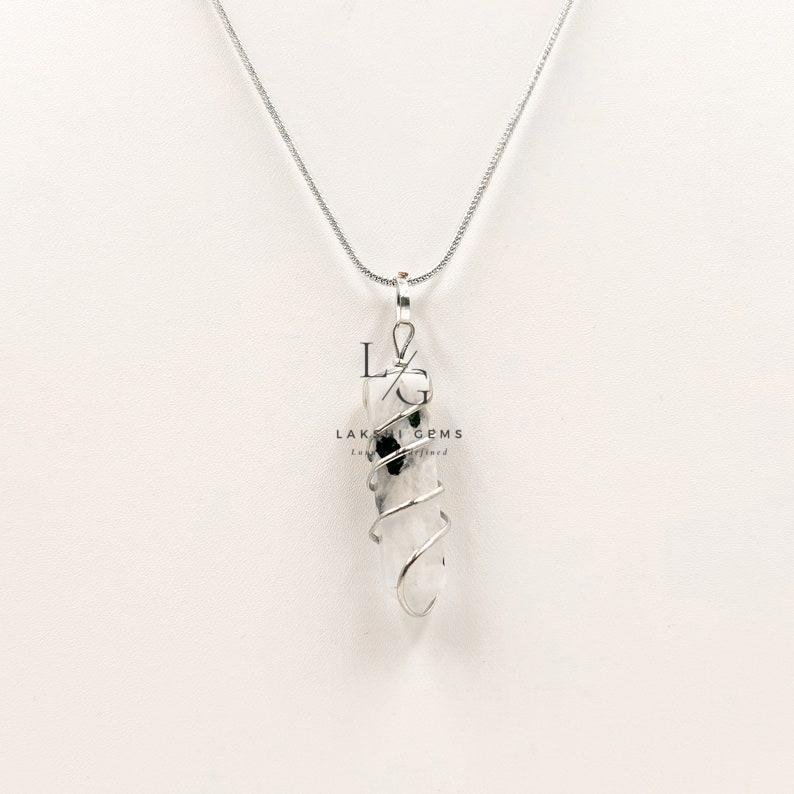 Rainbow Moonstone Spiral Pendant