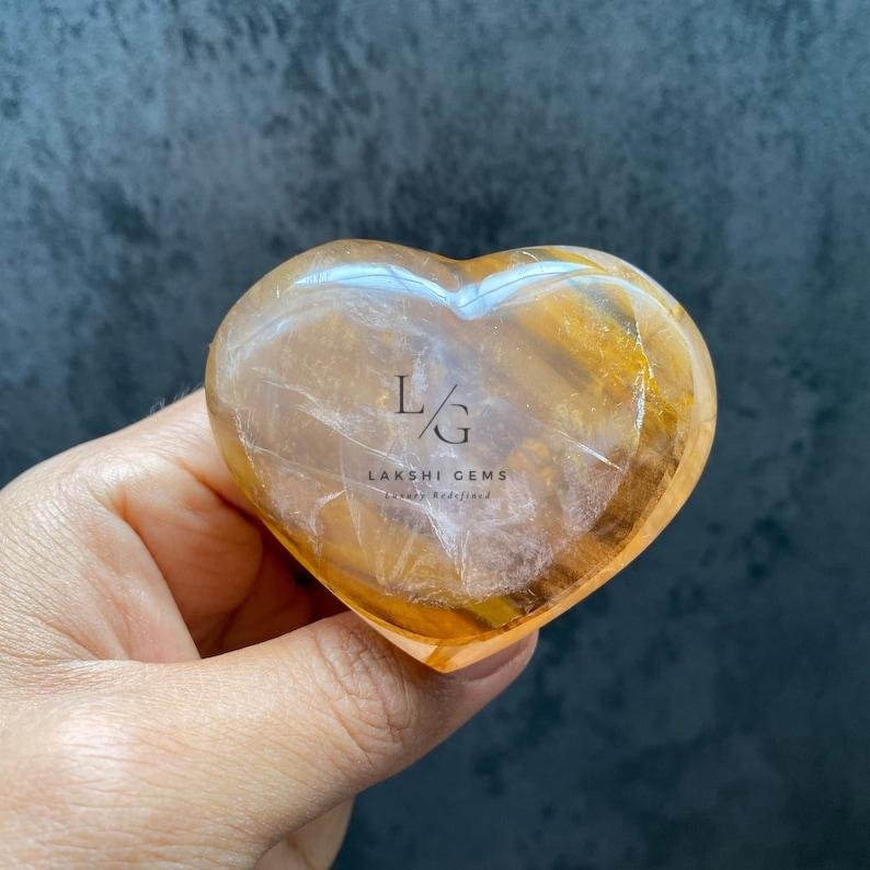 Cream Moonstone Healing Crystal Heart Stone - Image 4