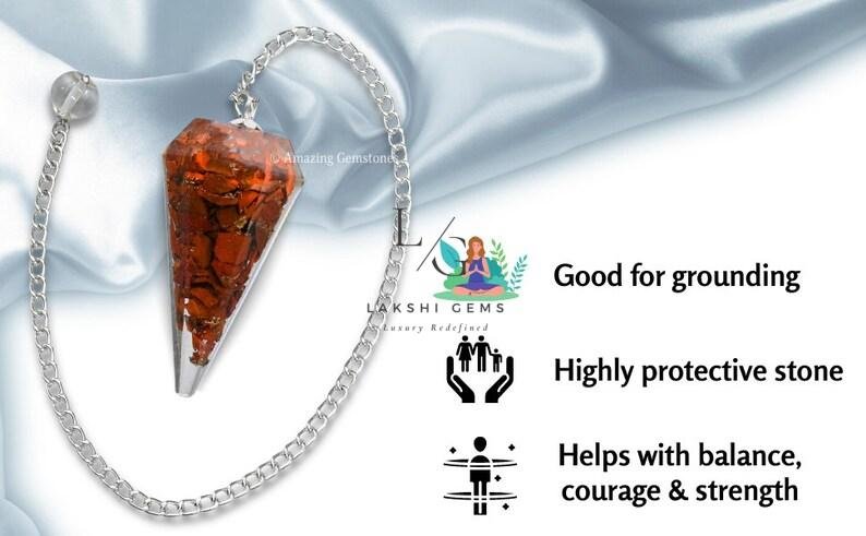 Red Jasper 7 Chakra Dowsing Pendulum - Image 4