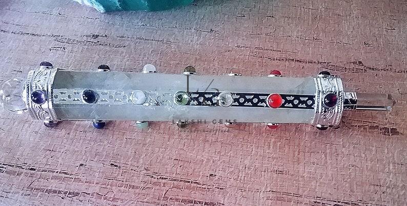 Crystal Quartz 7 Chakra Healing Stone Wand - Image 3