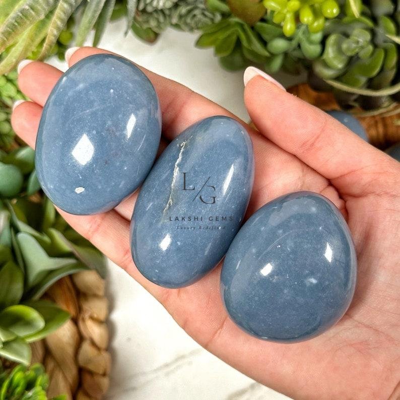 Angelite Healing Crystal Palm Stone