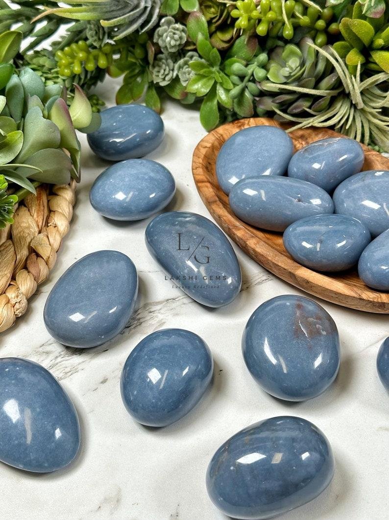 Angelite Healing Crystal Palm Stone - Image 4