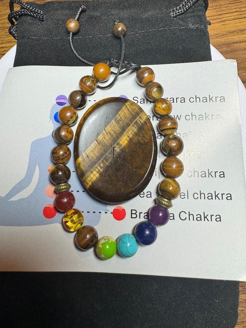 Tiger 7 Chakra with Hamza Symbol Bracelet 8mm
8mm - Image 4