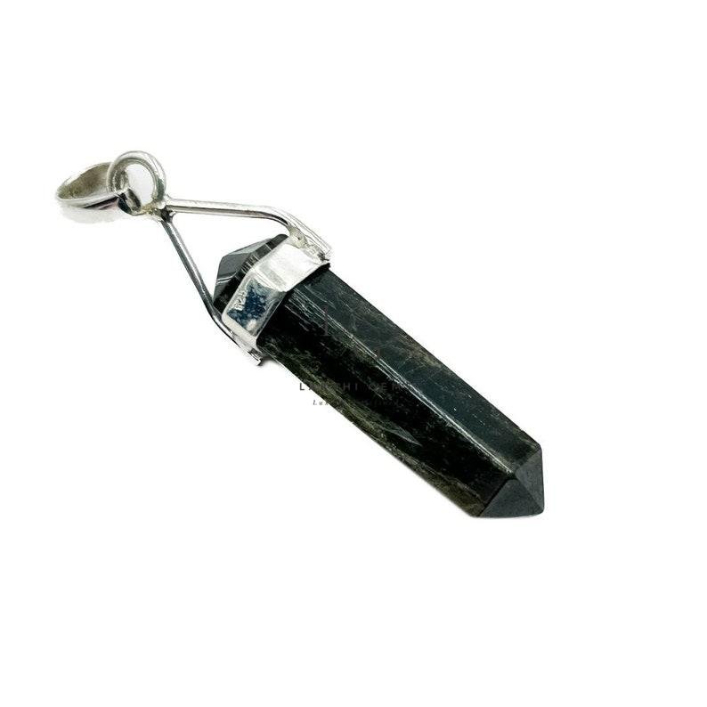 Black Tourmaline Cap Pencil Pendant - Image 2