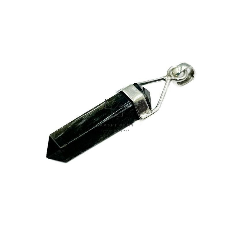 Black Tourmaline Cap Pencil Pendant