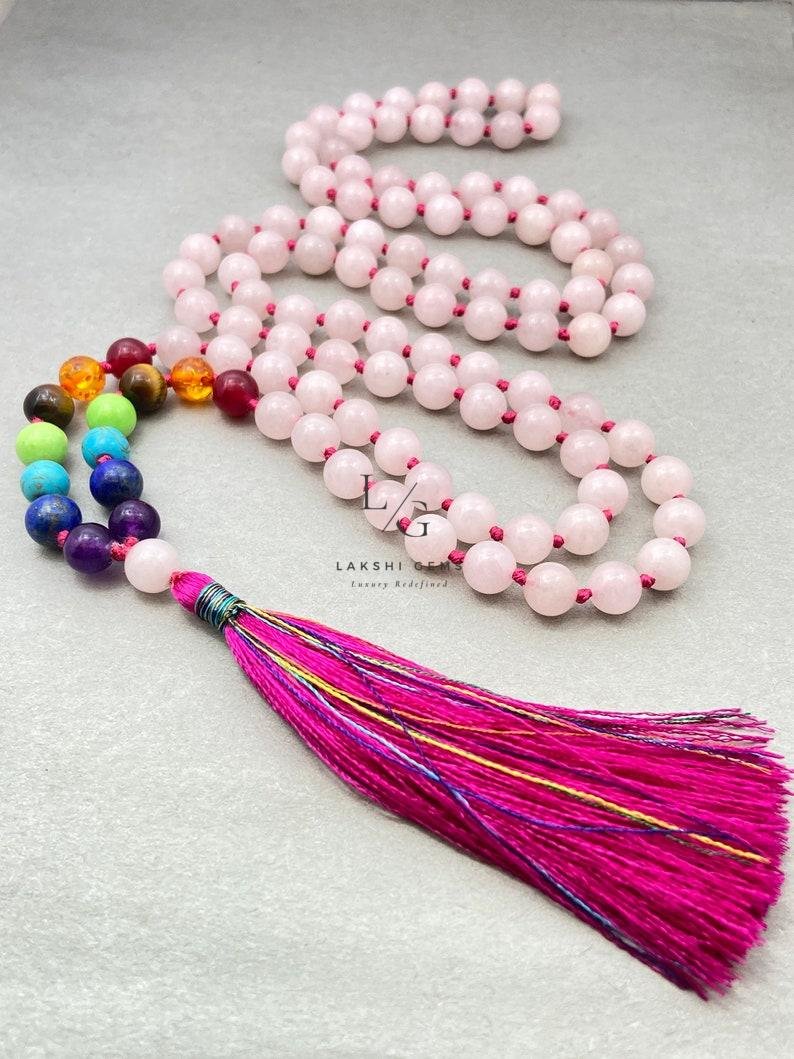 Rose Quartz 7 Chakra Mala